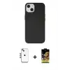 ieg™ iPhone 14 Kılıf Ahenk Serisi - Siyah Buffer Cam Ekran Koruyucu + Shine Kamera Lens - MI
