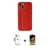 ieg™ iPhone 14 Kılıf Akış Doku - Siyah Buffer Cam Ekran Koruyucu + Shine Kamera Lens - SH