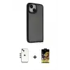 ieg™ iPhone 14 Kılıf Atlas Form - Siyah Buffer Cam Ekran Koruyucu + Shine Kamera Lens - GD