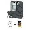 ieg™ iPhone 14 Kılıf Çekirdek Klasik - Siyah Buffer Cam Ekran Koruyucu + Shine Kamera Lens - MI