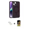 ieg™ iPhone 14 Kılıf Çekirdek Modern Prime - Siyah Buffer Cam Ekran Koruyucu + Diamond Kamera Lens - PE