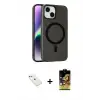 ieg™ iPhone 14 Kılıf Çekirdek Modern Prime - Siyah Buffer Cam Ekran Koruyucu + Diamond Kamera Lens - PE