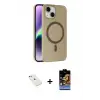ieg™ iPhone 14 Kılıf Çekirdek Modern Prime - Siyah Buffer Hayalet Cam Ekran Koruyucu + Diamond Kamera Lens - SABE