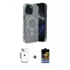 ieg™ iPhone 14 Kılıf Eksen Çizgi - Siyah Buffer Hayalet Cam Ekran Koruyucu + Shine Kamera Lens - GI