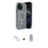 ieg™ iPhone 14 Kılıf Eksen Çizgi - Siyah Joko Magic 5D Cam + Diamond Kamera Lens - YL