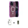 ieg™ iPhone 14 Kılıf Eksen Çizgi - Siyah Joko Magic 5D Hayalet Cam + Shine Kamera Lens - KI