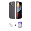 ieg™ iPhone 14 Kılıf Eksen Form Prime - Siyah Bilvis 5in1 3D Magic Cam Ekran Koruyucu + Diamond Kamera Lens - SABE