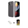 ieg™ iPhone 14 Kılıf Eksen Form Prime - Siyah Buffer Cam Ekran Koruyucu + Diamond Kamera Lens - SABE