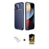 ieg™ iPhone 14 Kılıf Eksen Form Prime - Siyah Buffer Cam Ekran Koruyucu + Diamond Kamera Lens - SABE