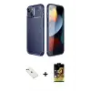 ieg™ iPhone 14 Kılıf Eksen Form Prime - Siyah Buffer Cam Ekran Koruyucu + Diamond Kamera Lens - YL