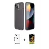 ieg™ iPhone 14 Kılıf Eksen Form Prime - Siyah Buffer Cam Ekran Koruyucu + Shine Kamera Lens - MI