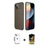 ieg™ iPhone 14 Kılıf Eksen Form Prime - Siyah Buffer Cam Ekran Koruyucu + Shine Kamera Lens - MI