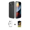 ieg™ iPhone 14 Kılıf Eksen Form Prime - Siyah Buffer Cam Ekran Koruyucu + Shine Kamera Lens - MI
