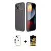 ieg™ iPhone 14 Kılıf Eksen Form Prime - Siyah Buffer Cam Ekran Koruyucu + Shine Kamera Lens - YL