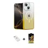 ieg™ iPhone 14 Kılıf Eksen Minimal Özel Seri - Siyah Buffer Cam Ekran Koruyucu + Diamond Kamera Lens - KI