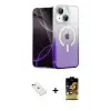 ieg™ iPhone 14 Kılıf Eksen Minimal Özel Seri - Siyah Buffer Cam Ekran Koruyucu + Diamond Kamera Lens - KI