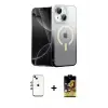ieg™ iPhone 14 Kılıf Eksen Minimal Özel Seri - Siyah Buffer Cam Ekran Koruyucu + Shine Kamera Lens - GI