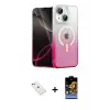 ieg™ iPhone 14 Kılıf Eksen Minimal Özel Seri - Siyah Buffer Hayalet Cam Ekran Koruyucu + Diamond Kamera Lens - PE
