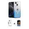 ieg™ iPhone 14 Kılıf Eksen Minimal Özel Seri - Siyah Buffer Hayalet Cam Ekran Koruyucu + Shine Kamera Lens - GD