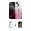 ieg™ iPhone 14 Kılıf Eksen Minimal Özel Seri - Siyah Buffer Hayalet Cam Ekran Koruyucu + Shine Kamera Lens - GI