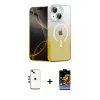 ieg™ iPhone 14 Kılıf Eksen Minimal Özel Seri - Siyah Buffer Hayalet Cam Ekran Koruyucu + Shine Kamera Lens - GD