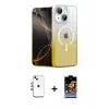 ieg™ iPhone 14 Kılıf Eksen Minimal Özel Seri - Siyah Buffer Hayalet Cam Ekran Koruyucu + Shine Kamera Lens - GI