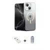 ieg™ iPhone 14 Kılıf Eksen Minimal Özel Seri - Siyah Joko Magic 5D Cam + Diamond Kamera Lens - YL