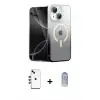 ieg™ iPhone 14 Kılıf Eksen Minimal Özel Seri - Siyah Joko Magic 5D Cam + Shine Kamera Lens - KI