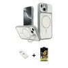 ieg™ iPhone 14 Kılıf İz Modern Prime - Siyah Buffer Cam Ekran Koruyucu + Diamond Kamera Lens - PE