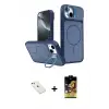 ieg™ iPhone 14 Kılıf İz Modern Prime - Siyah Buffer Cam Ekran Koruyucu + Diamond Kamera Lens - PE