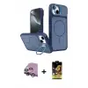 ieg™ iPhone 14 Kılıf İz Modern Prime - Siyah Buffer Cam Ekran Koruyucu + Raze Metal Kamera Lens - MR