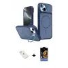 ieg™ iPhone 14 Kılıf İz Modern Prime - Siyah Buffer Hayalet Cam Ekran Koruyucu + Diamond Kamera Lens - KI