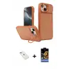 ieg™ iPhone 14 Kılıf İz Modern Prime - Siyah Buffer Hayalet Cam Ekran Koruyucu + Diamond Kamera Lens - KI