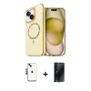 ieg™ iPhone 14 Kılıf Kıvılcım Form Prime - Siyah 3D Antistatik Hayalet Cam Ekran Koruyucu + Shine Kamera Lens - SH