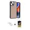 ieg™ iPhone 14 Kılıf Kıvılcım Işık Serisi - Siyah Buffer Cam Ekran Koruyucu + Diamond Kamera Lens - SABE