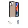 ieg™ iPhone 14 Kılıf Kıvılcım Işık Serisi - Siyah Joko Magic 5D Cam + Diamond Kamera Lens - YL