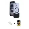 ieg™ iPhone 14 Kılıf Kozmos Form Özel Seri - Siyah Buffer Cam Ekran Koruyucu + Diamond Kamera Lens - SABE
