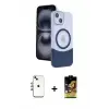 ieg™ iPhone 14 Kılıf Kozmos Form Özel Seri - Siyah Buffer Cam Ekran Koruyucu + Shine Kamera Lens - GI