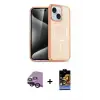 ieg™ iPhone 14 Kılıf Nova Asil Prime - Siyah Buffer Hayalet Cam Ekran Koruyucu + Raze Metal Kamera Lens - SH