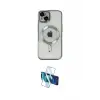 ieg™ iPhone 14 Kılıf Nova Işık Özel Seri - Siyah 3D Antistatik Cam Ekran Koruyucu