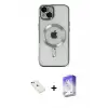 ieg™ iPhone 14 Kılıf Nova Işık Özel Seri - Siyah Bilvis 5in1 3D Magic Cam Ekran Koruyucu + Diamond Kamera Lens - YL