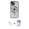 ieg™ iPhone 14 Kılıf Nova Işık Özel Seri - Siyah Bilvis 5in1 3D Magic Cam Ekran Koruyucu + Diamond Kamera Lens - YL