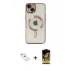 ieg™ iPhone 14 Kılıf Nova Işık Özel Seri - Siyah Buffer Cam Ekran Koruyucu + Diamond Kamera Lens - KI