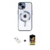 ieg™ iPhone 14 Kılıf Nova Işık Özel Seri - Siyah Buffer Cam Ekran Koruyucu + Diamond Kamera Lens - YL