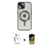 ieg™ iPhone 14 Kılıf Nova Işık Özel Seri - Siyah Buffer Cam Ekran Koruyucu + Shine Kamera Lens - KI