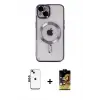 ieg™ iPhone 14 Kılıf Nova Işık Özel Seri - Siyah Buffer Cam Ekran Koruyucu + Shine Kamera Lens - SH