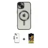 ieg™ iPhone 14 Kılıf Nova Işık Özel Seri - Siyah Buffer Cam Ekran Koruyucu + Shine Kamera Lens - SH