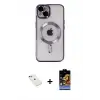 ieg™ iPhone 14 Kılıf Nova Işık Özel Seri - Siyah Buffer Hayalet Cam Ekran Koruyucu + Diamond Kamera Lens - KI