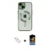 ieg™ iPhone 14 Kılıf Nova Işık Özel Seri - Siyah Buffer Hayalet Cam Ekran Koruyucu + Diamond Kamera Lens - PE