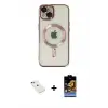 ieg™ iPhone 14 Kılıf Nova Işık Özel Seri - Siyah Buffer Hayalet Cam Ekran Koruyucu + Diamond Kamera Lens - KI